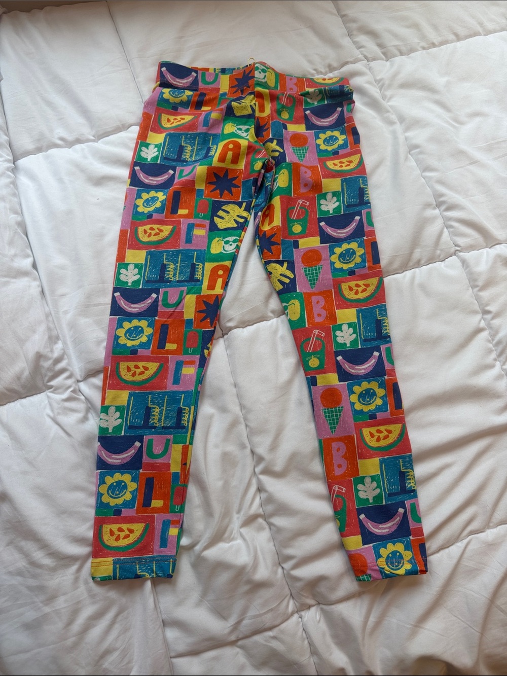 Fabula Kids Multicolor Patterned Leggings - Vibrant Graphic  print size 6